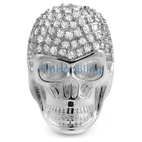 Silver Engagement Ring for Women-3D Skull CZ Custom Mens Bling Bling Ring