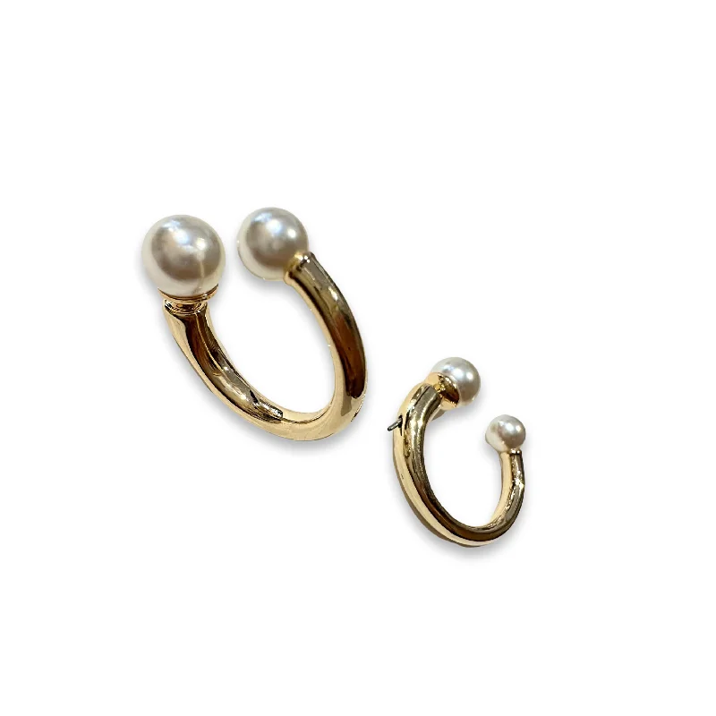 Bridal Hoop Earrings-Double Pearl Hoop Jacket Earrings