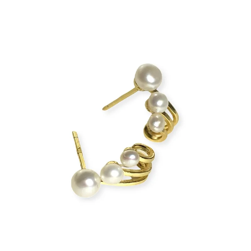 Swarovski Crystal Earrings-Pearl Huggie Hook Studs