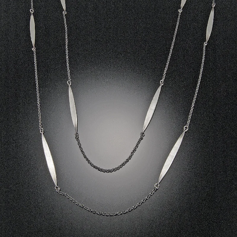 Long Gemstone Necklace-Long Leaf Chain Necklace