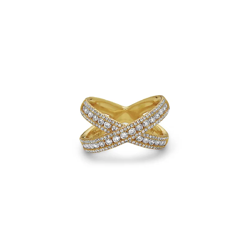 Stackable Ring Set-Gold and Diamond X Band Ring