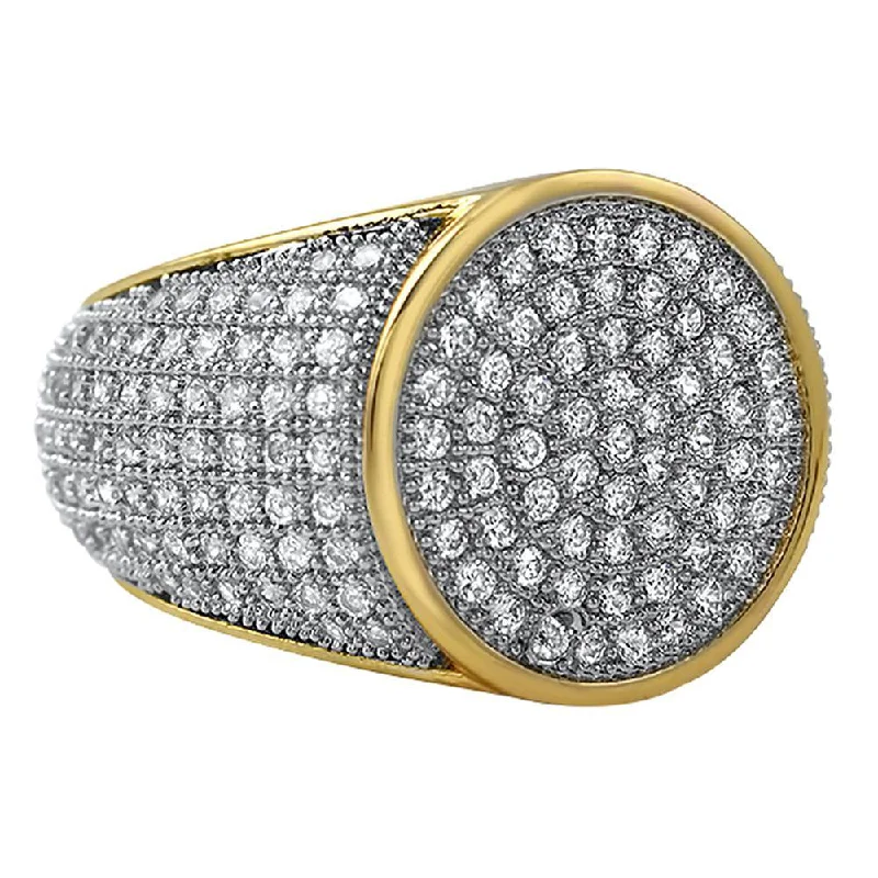 Dainty Wedding Ring Set-Round Gold CZ Micro Pave Bling Ring