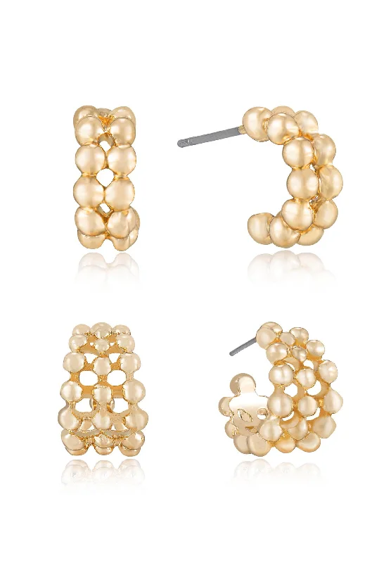 Pearl Drop Earrings-Bubble Hoop Set