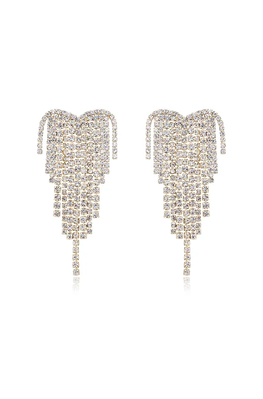 Large Pearl Earrings-Gala Crystal Fringe Earrings