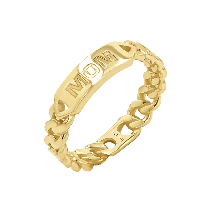 Dainty Wedding Ring Set-Engravable Cuban Link Ring