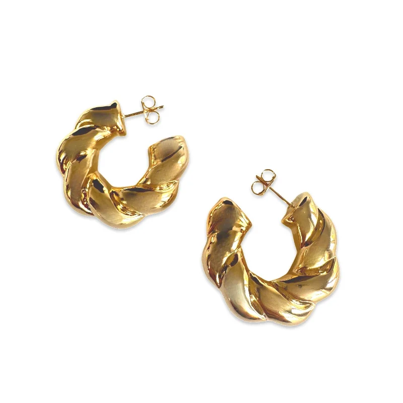 White Gold Earrings-Goldie Gold Filled Open Twist Hoops