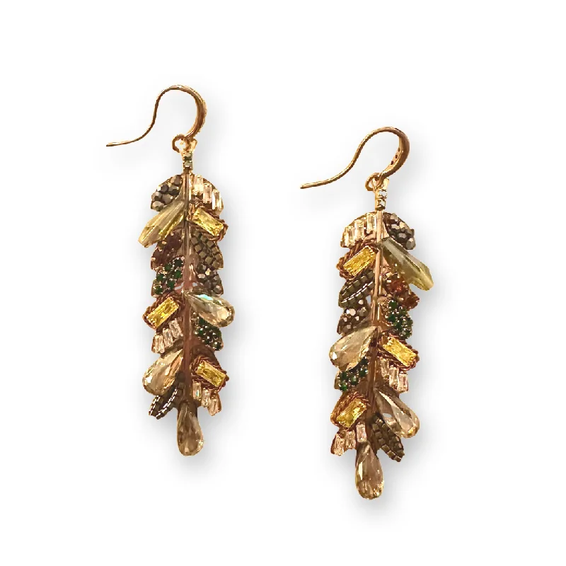 Custom Designed Earrings-Sparkle Leaves Statement Earrings