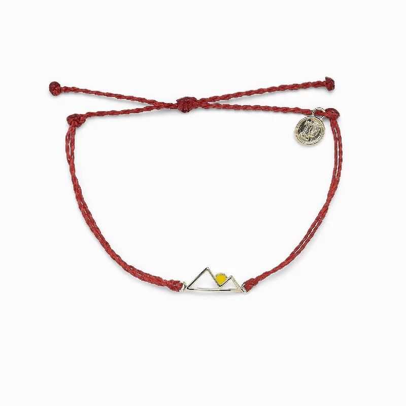 Simple Beaded Bracelet-PuraVida, Gold Rising Sun Bracelet, Dark Red