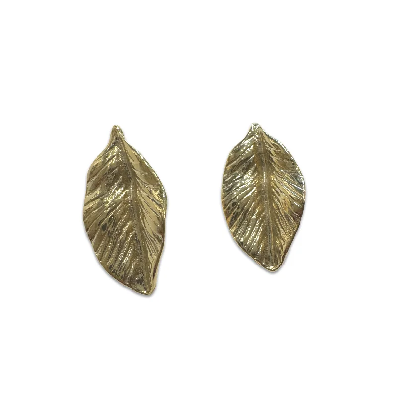 Silver Stud Earrings-18K Gold Filled Leaf Earrings