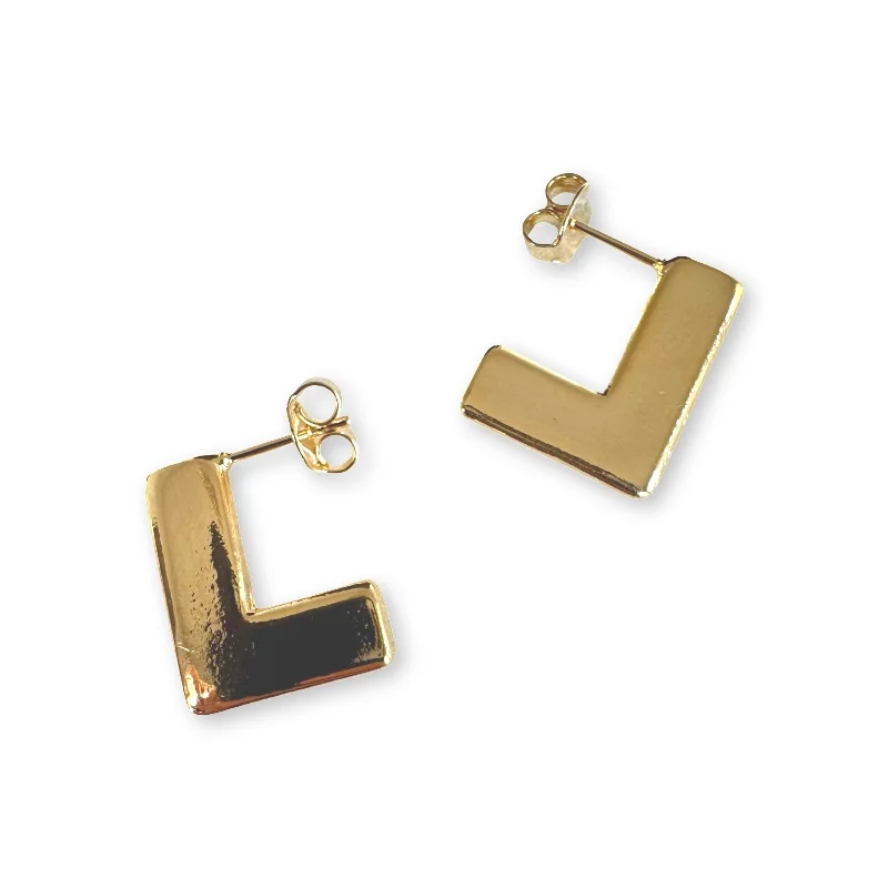 Gemstone Drop Earrings-Goldie Gold Filled Square Edge Open Hoops