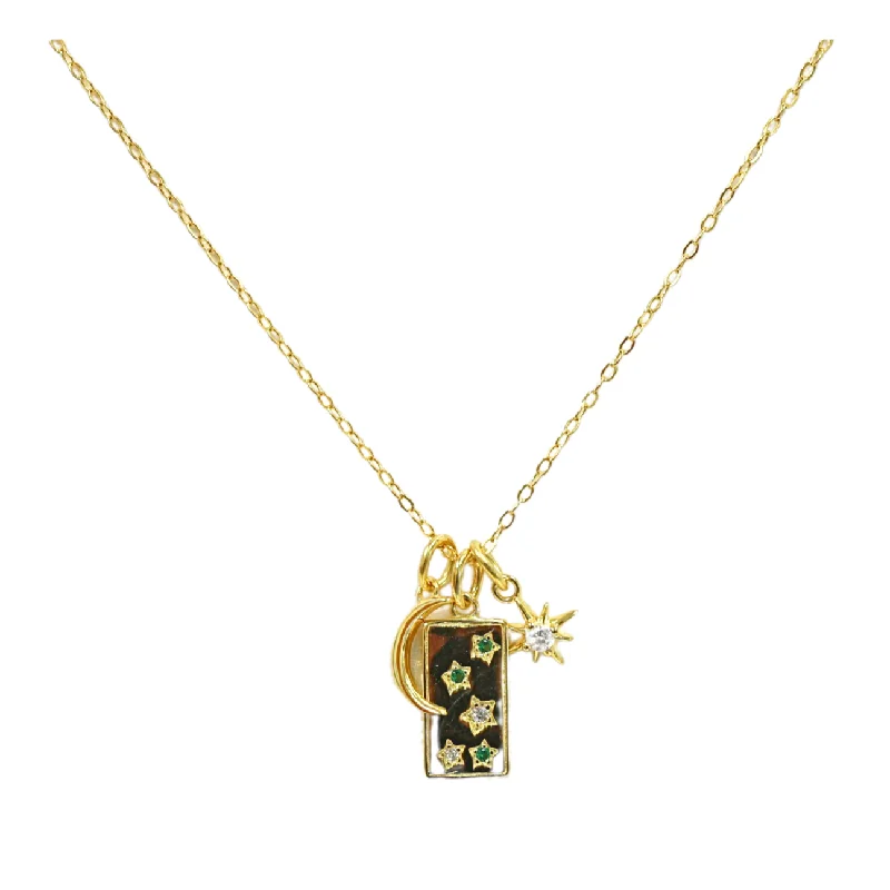 Classic Pearl Necklace-"Moon & Star Tarot" Charm Necklace