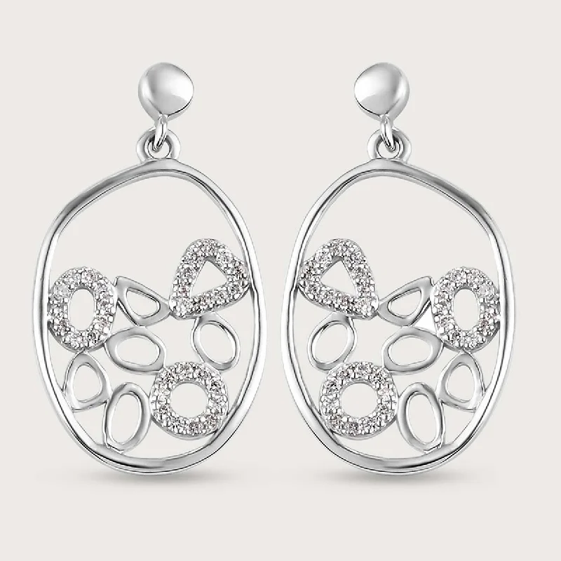 Custom Hoop Earrings-Versa Certified Diamonds Mosiac Earring in 14K White Gold