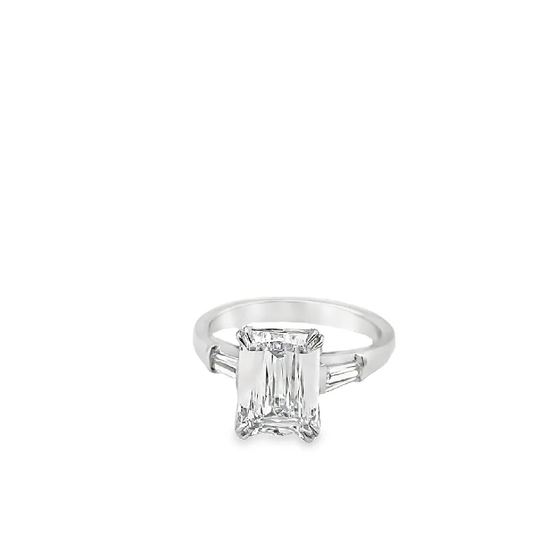 Luxury Cocktail Ring-Christopher Designs Emerald Cut & Tapered Baguette Lab Grown Pre-Set Diamond Engagement Ring