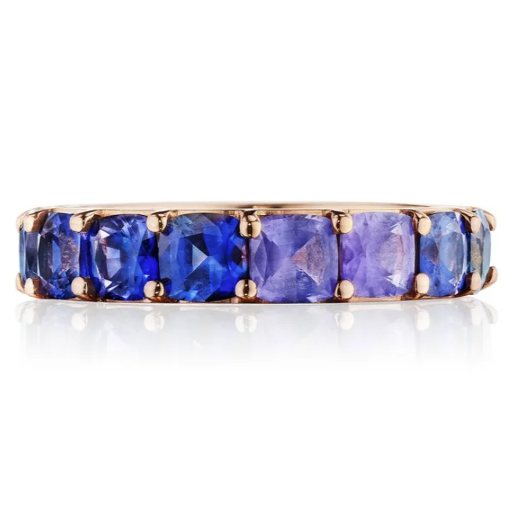 Custom Sapphire Wedding Band-Penny Preville Blue Sapphire Ombre Ring