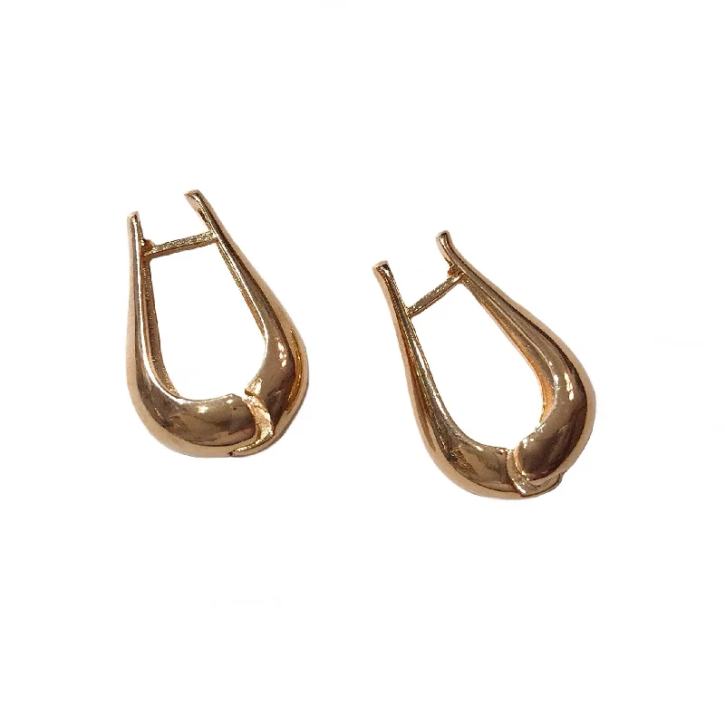 Yellow Gold Earrings-Gold Filled Teardrop Huggies