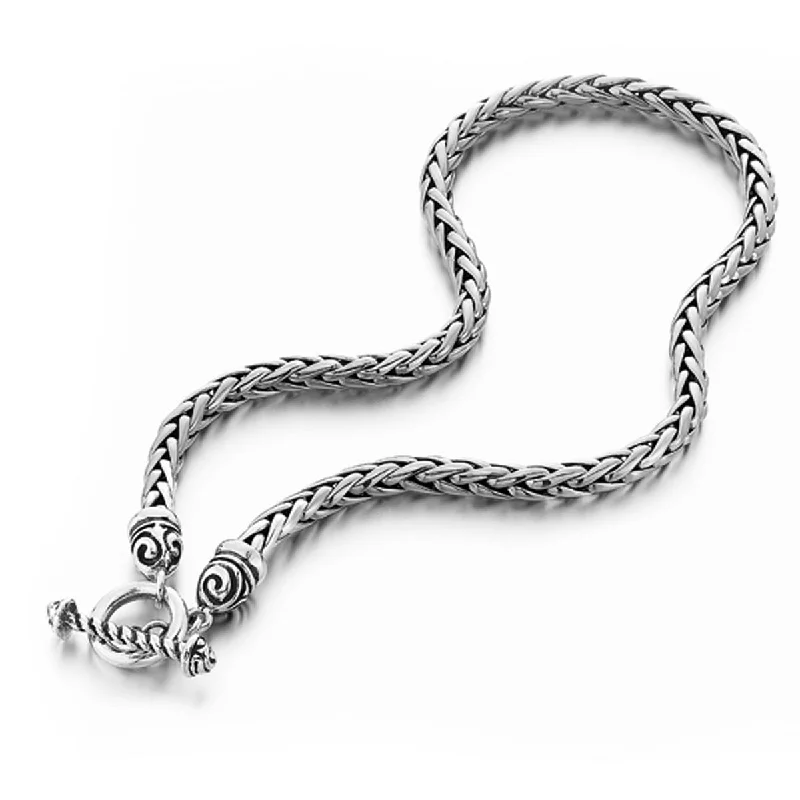 Unique Silver Bar Necklace-Classic Swirl Toggle Necklace