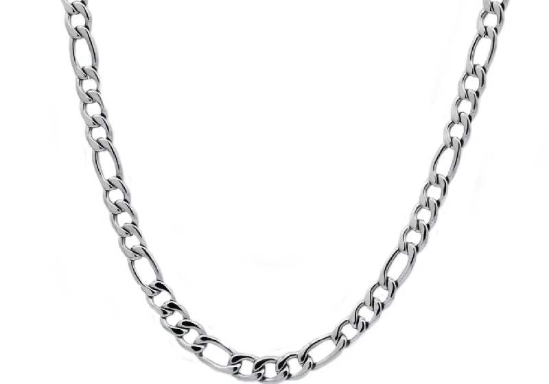 Gold Twist Necklace-Mens Stainless Steel Figaro Link Chain Necklace