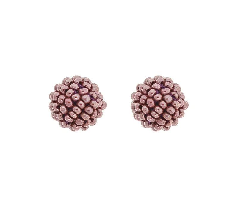 Gold Clip-On Earrings-<br>Globe Posts <br> Mulberry