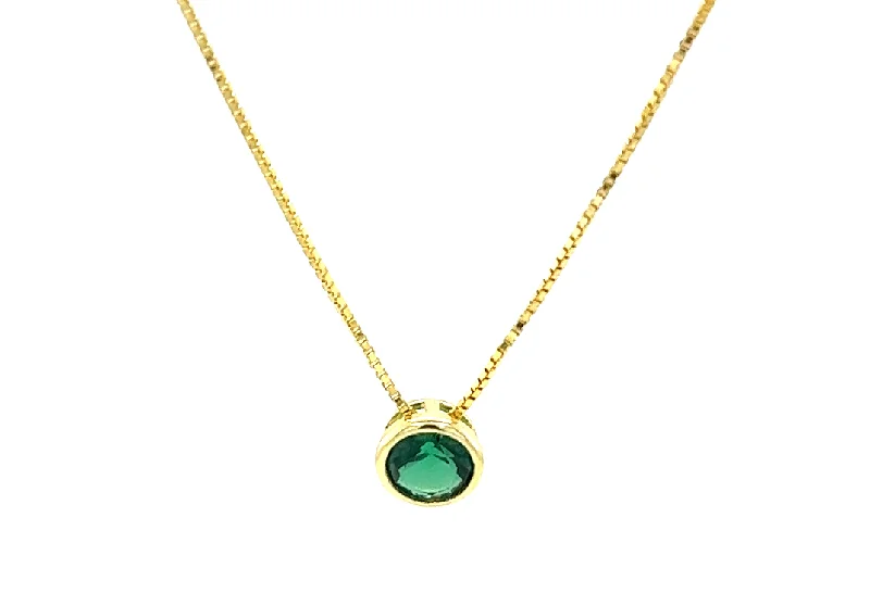 Custom Gemstone Pendant Necklace-Green Onyx Solitaire SPS Necklace