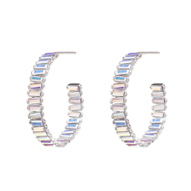 Unique Gemstone Earrings-Baby Serena Hoops in Rhodium Unicorn