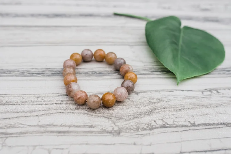 Silver Bar Bracelet-Neutral Shades Agate Bracelet