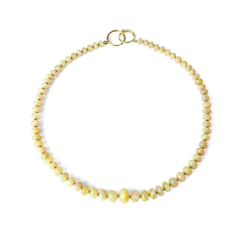 Classic Chain Necklace-Single Strand Opal Bead Necklace