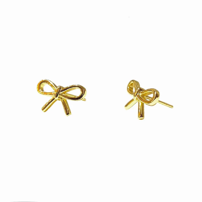 Large Bead Earrings-Ribbon Bow Studs