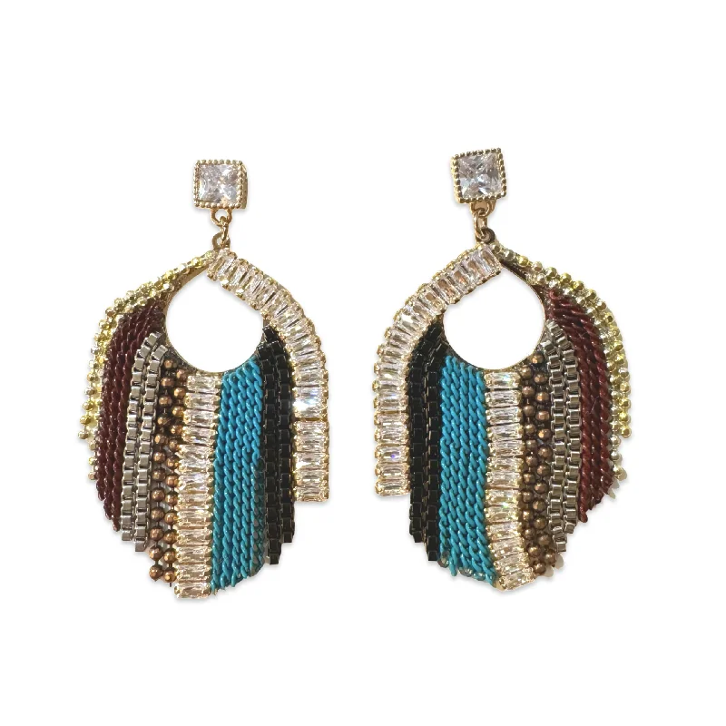 Handcrafted Earrings for Women-Akira Tassel Deco Statement Earrings