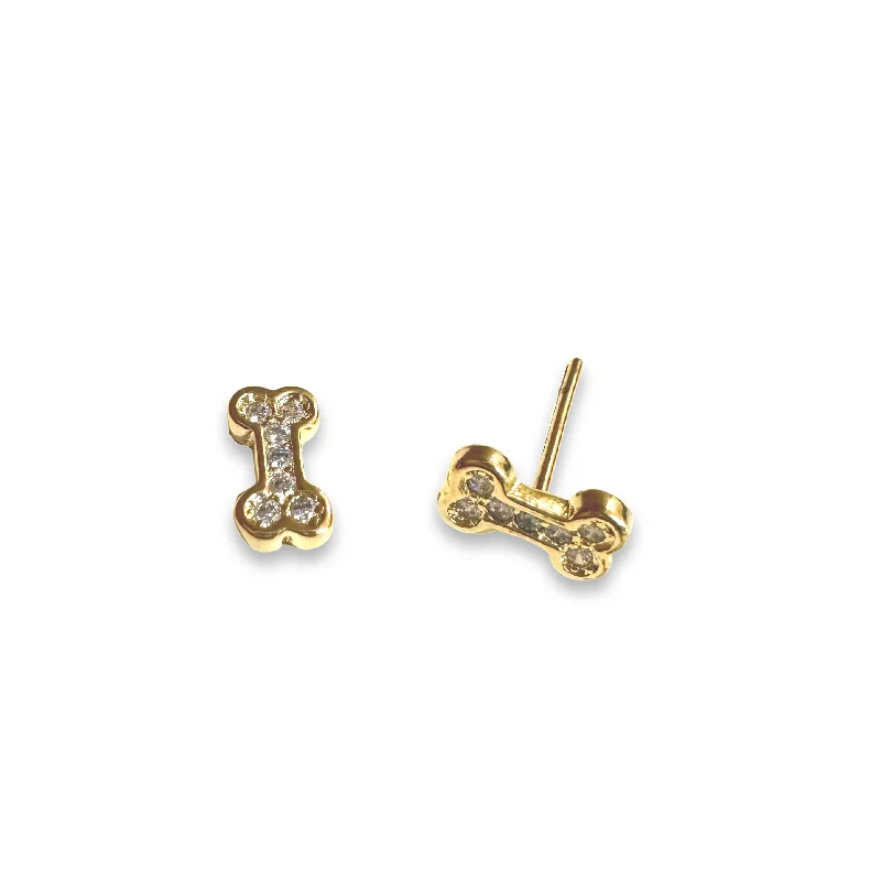 Fashionable Ear Cuffs-18K Gold Filled Dog Bone Stud Earrings