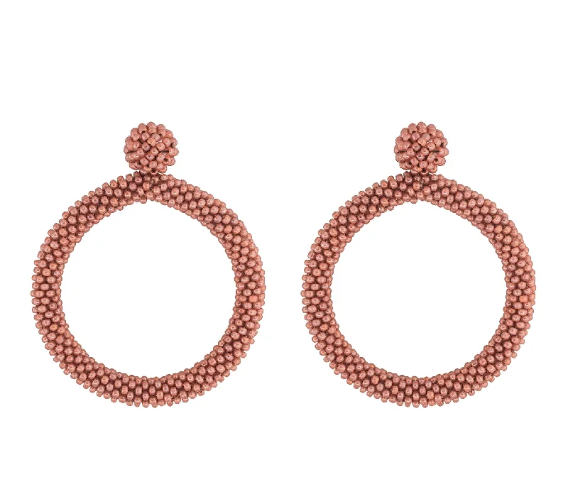 Crystal Stud Earrings-<br>The Roll-On® Hoop <br> Terracotta