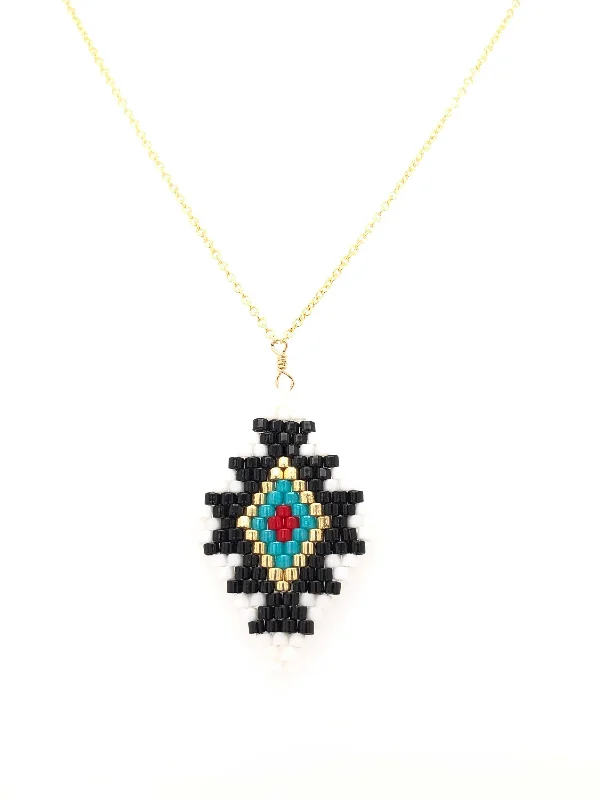 Opal Chain Necklace-Seed Bead Tribal Diamond Large Necklace