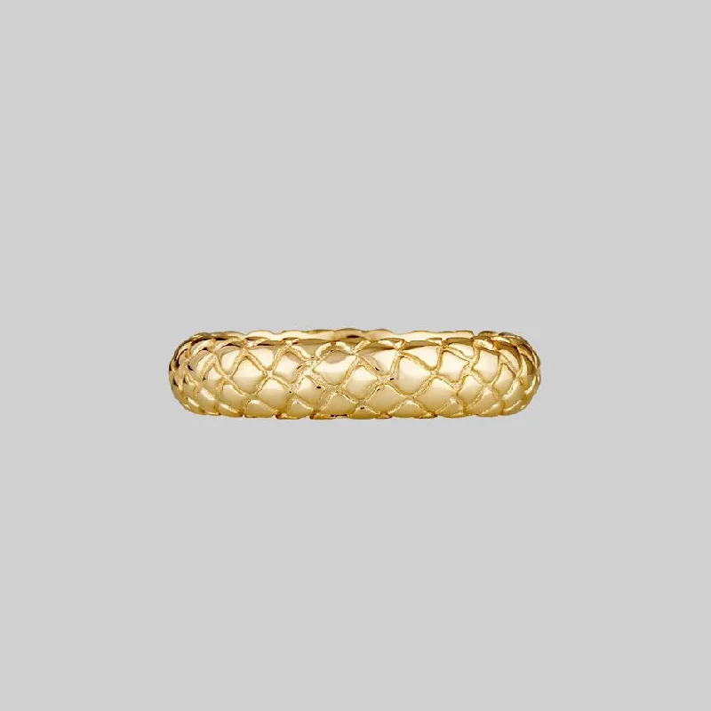 Vintage Cluster Ring-VEGA. Snake Skin Band Ring - Gold