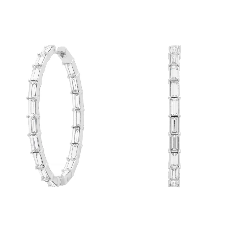 Colorful Drop Earrings-Sienna Hoops in Rhodium