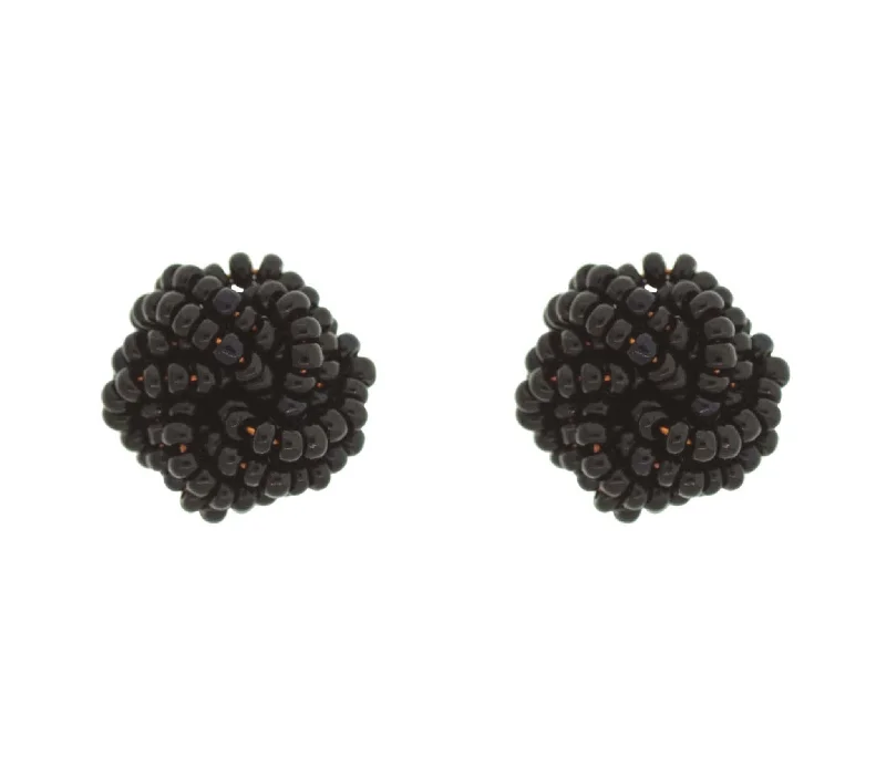 Beautiful Crystal Earrings-<br>Rosette Earrings<br> Black