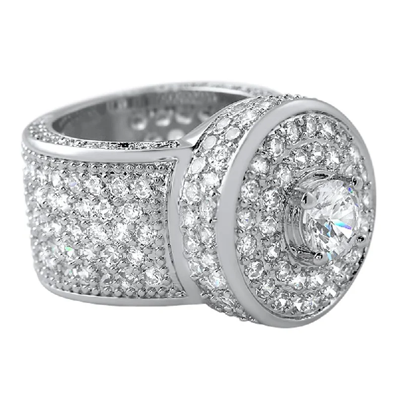 Artistic Silver Ring-Bling Bling Cluster Micro Pave CZ Ring