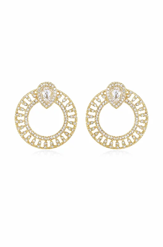 Gold Bead Earrings-Glitter and Shine Circle Earrings