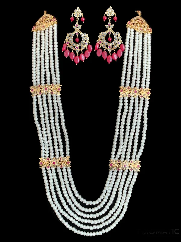 Large Drop Earrings-LN66 Laura hyderbadi pearl haar with earrings ( READY TO SHIP)