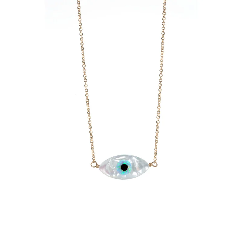 Designer Pendant Necklace-bara boheme | Oval "EVIL EYE" Opal Necklace