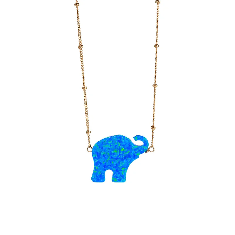 Fashionable Pendant Necklace-bara boheme | Ball Chain w/ Large "ELEPHANT" Opal Necklace