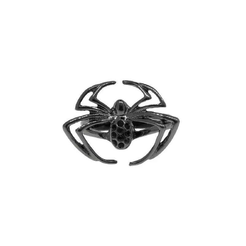 Platinum Promise Ring-1928 Jewelry Black Spider Hematite Stone Ring Size 8