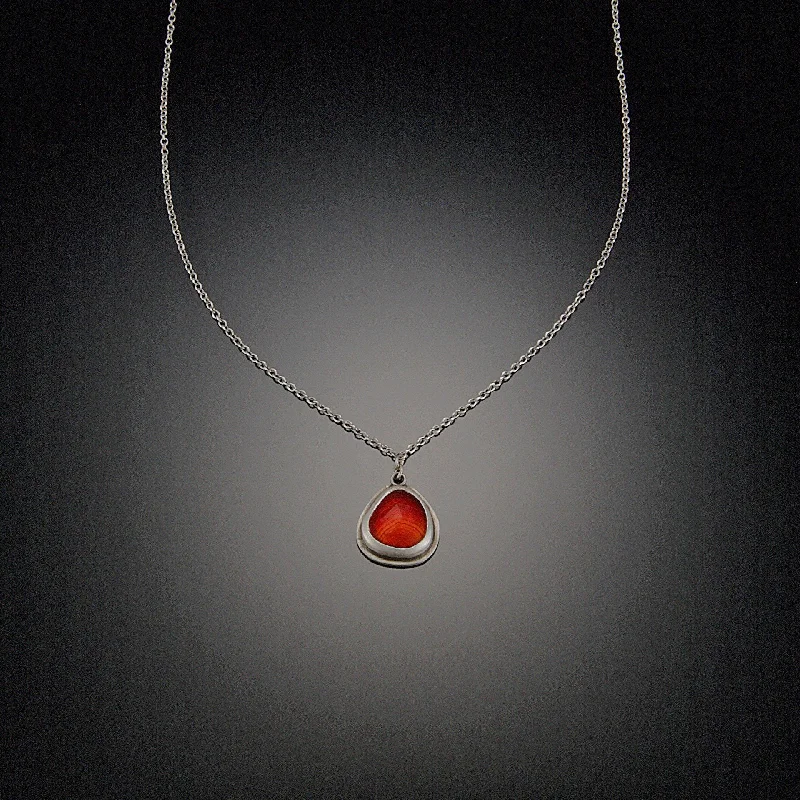 Sterling Silver Necklace-Rose Cut Carnelian Necklace