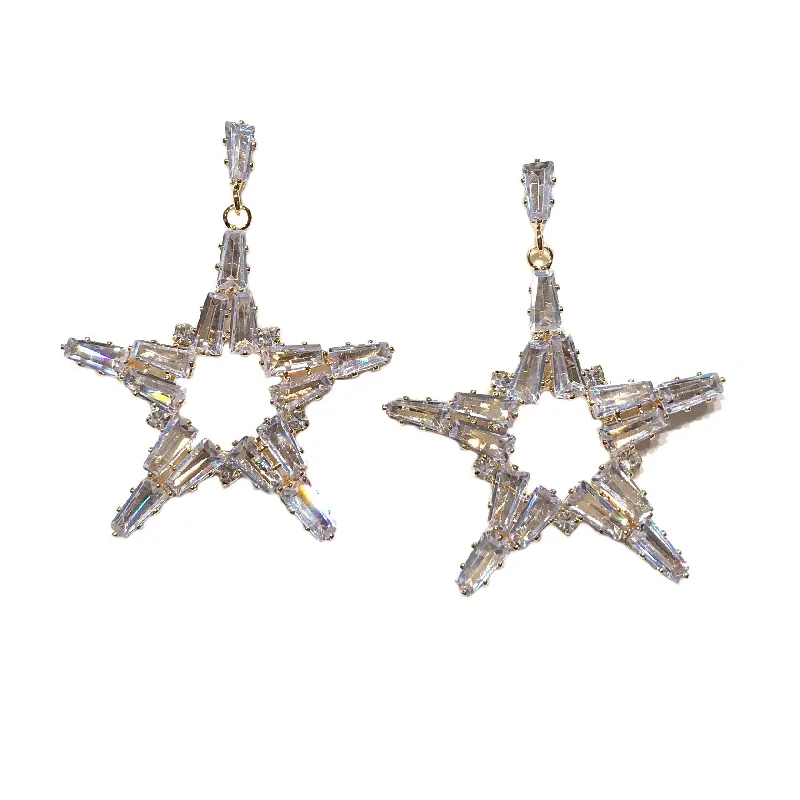 Custom Earrings with Name-Crysta Sparkle Star Earrings