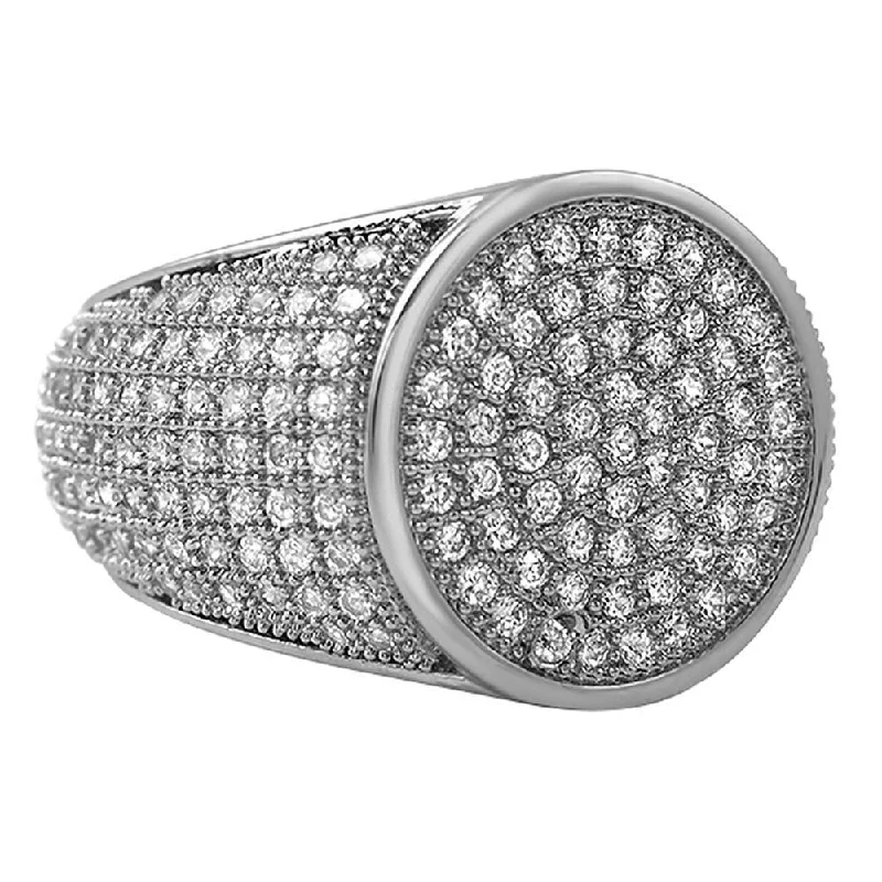 Personalized Promise Band-Round Rhodium CZ Micro Pave Bling Ring