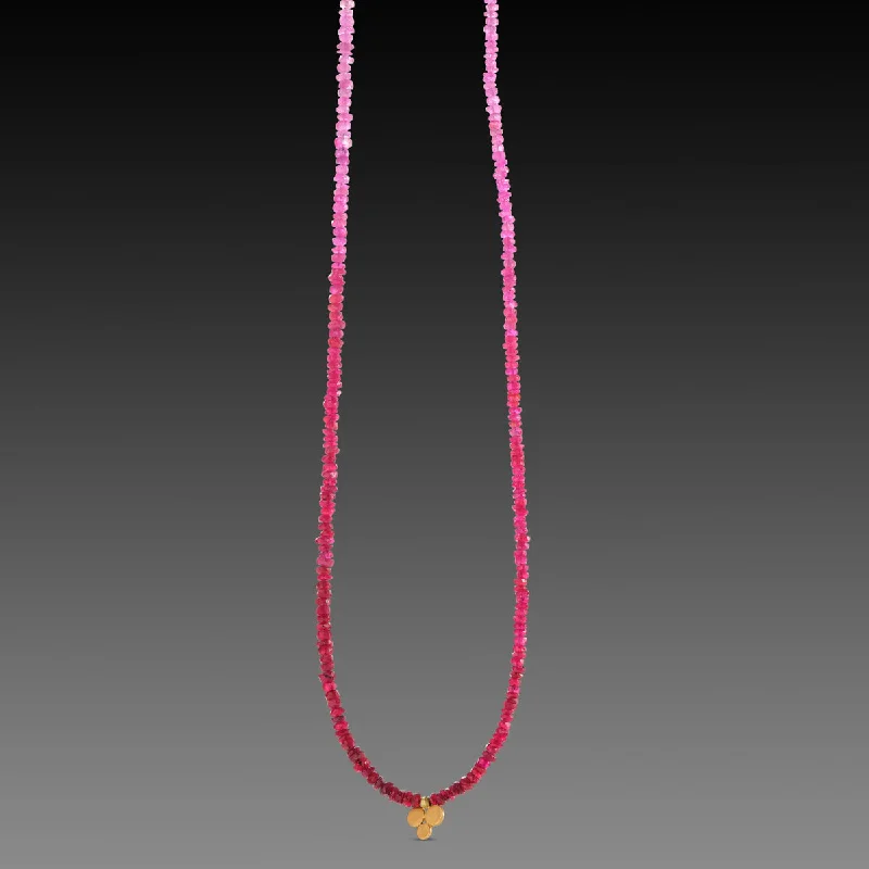 Diamond Solitaire Necklace-Ombre Ruby Beaded Necklace