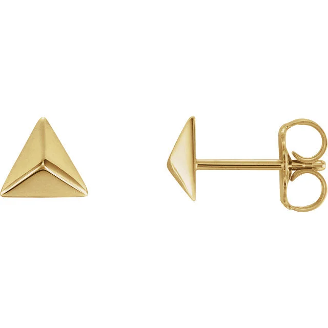 Large Gold Earrings-Pyramid Stud