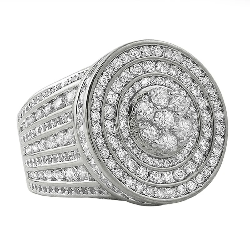 Dainty Gold Ring-.925 Silver Jumbo Cluster CZ Bling Ring