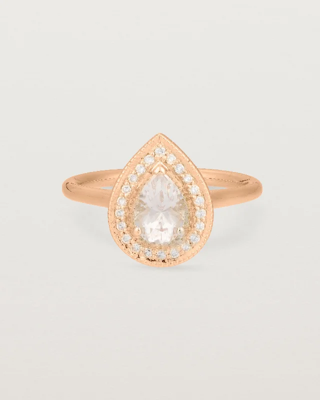 Luxury Cocktail Ring-Aurie Halo Ring | Morganite & Diamonds