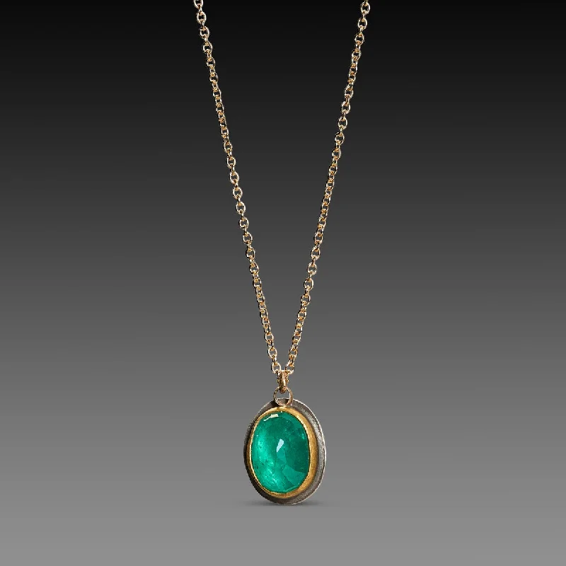 Trendy Layered Necklace-Oval Emerald Necklace