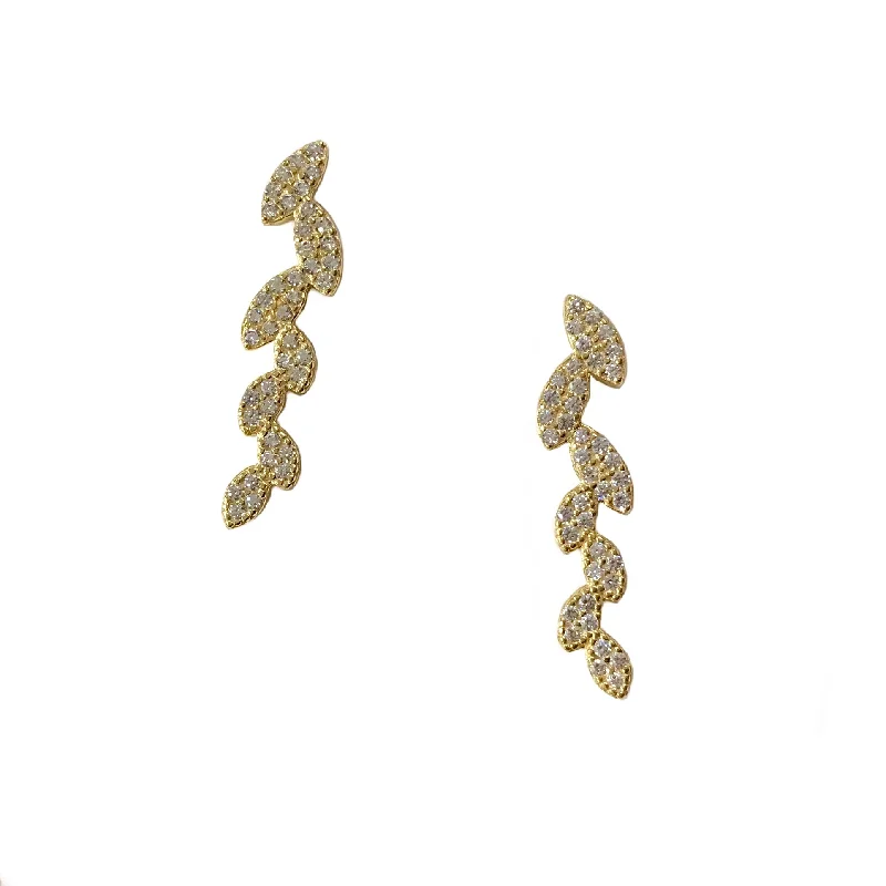 Gold Clip-On Earrings-Clara Vine Sparkle Crawler