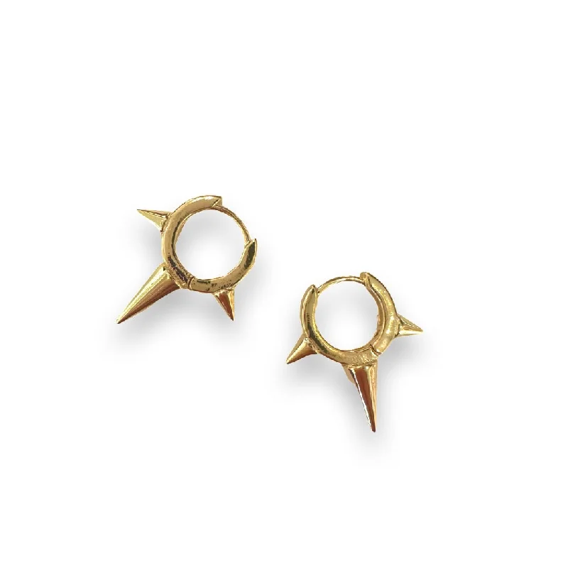 Rose Gold Earrings with Diamonds-Kerry Spike Huggies